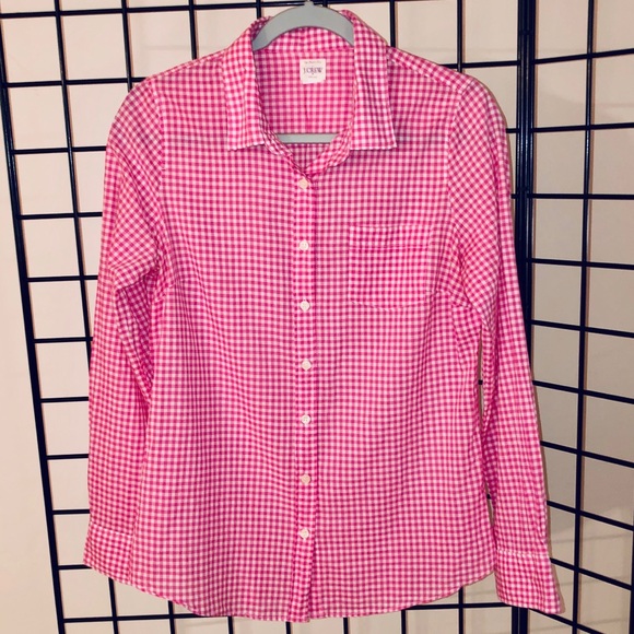 J. Crew Tops - J Crew Button Down. Pink & White Gingham. EUC.